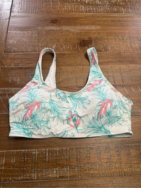 3/$10 Tag Tropical Leaf Swim Top - Coral & Teal